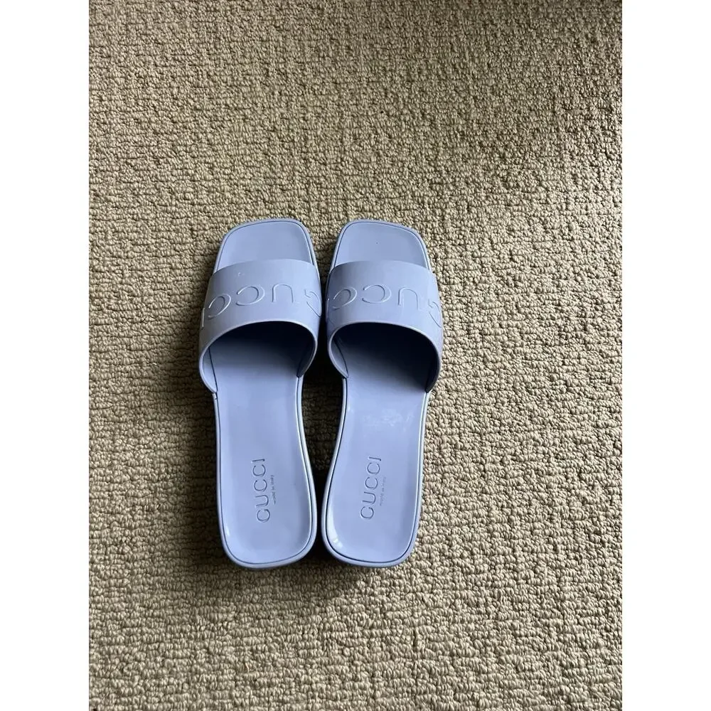 GUCCI Rubber Light Blue Platform Heels Womens EU 41 USA 11 Slip On